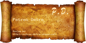 Petres Detre névjegykártya